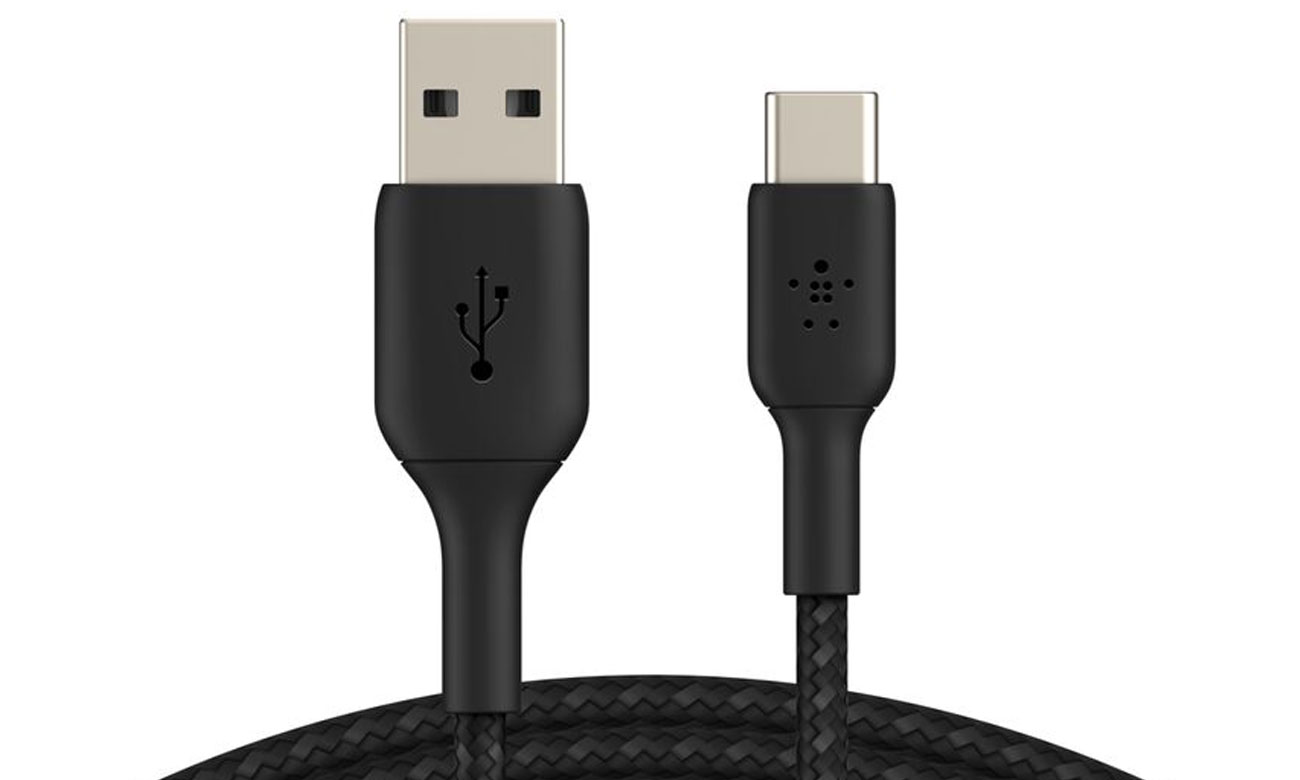 Kabel Belkin USB-A na USB-C w oplocie 15 cm Czarny - Widok ogólny