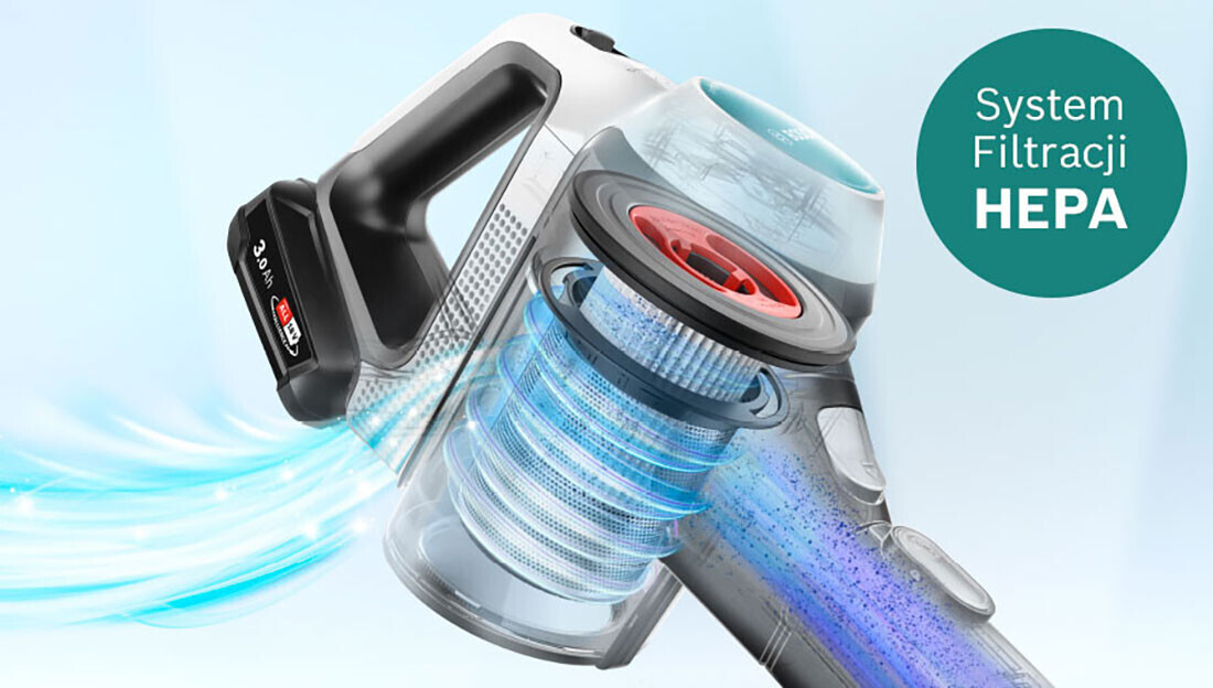 System filtracji HEPA – filtracja klasy Premium od Bosch