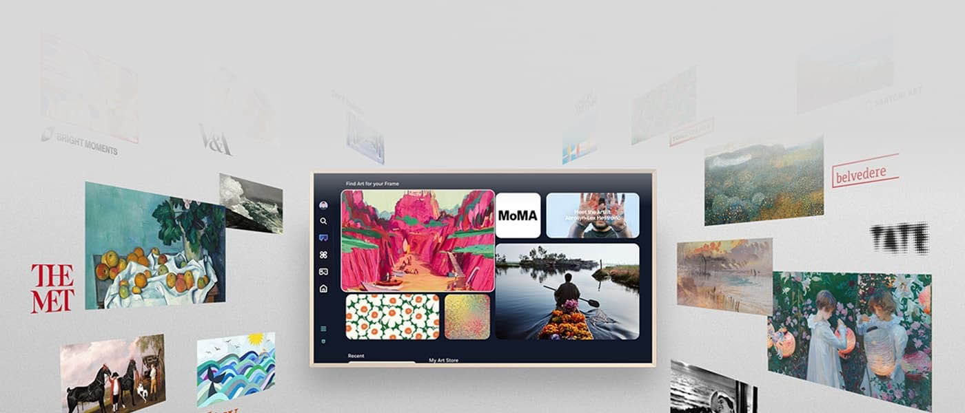 Z telewizora Samsung The Frame (2025) wylatują obrazy dzieł sztuki dostępne w Art Store.