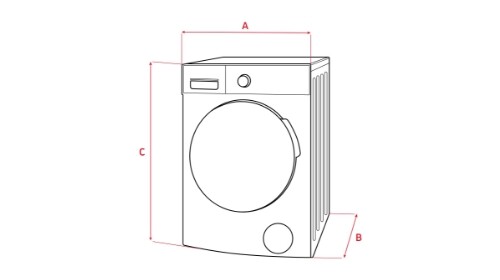 Rysunek techniczny urządzenia marki Amica z wymiarami