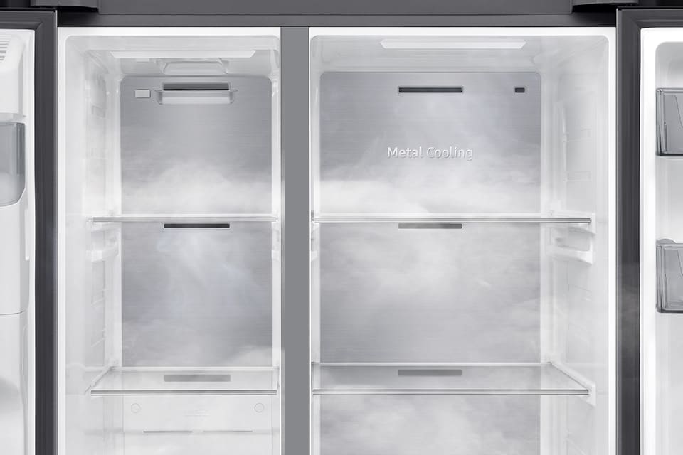 metalowy panel w lodówce Samsung rs70f65keteo działa jak akumulator zimna