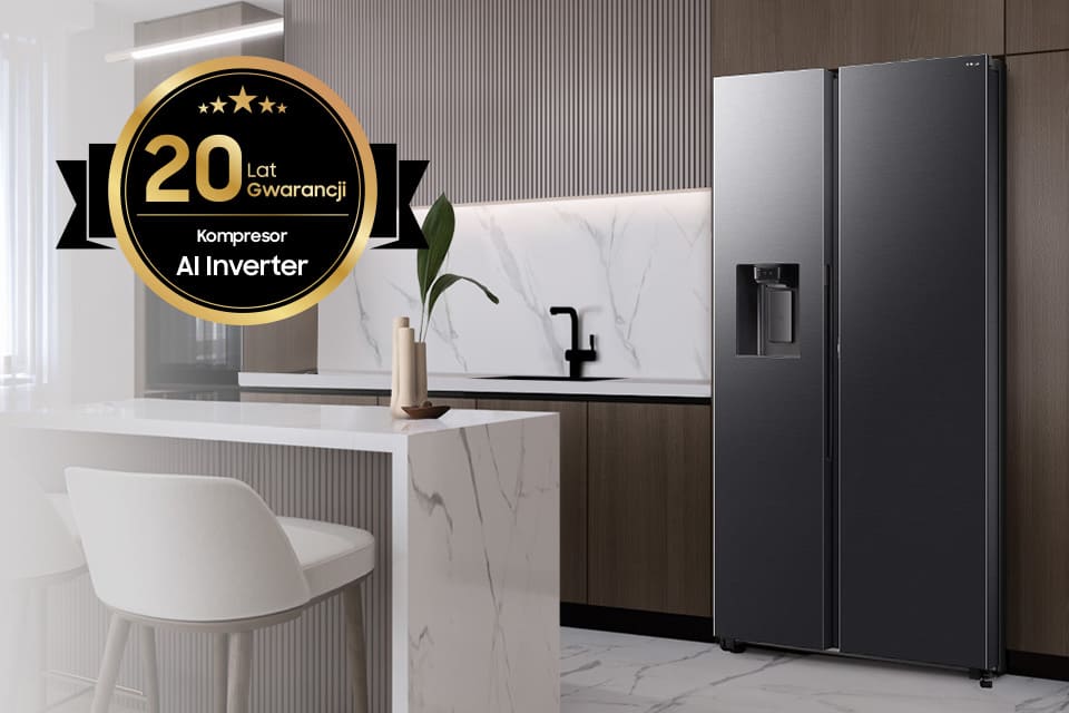 stałe chłodzenie i energooszczędność w lodówce Samsung side by side rs80f64kefeo