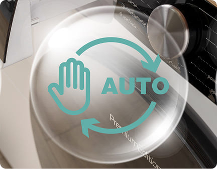 dłoń z napisem „AUTO” symbolizująca automatyczne dozowanie 