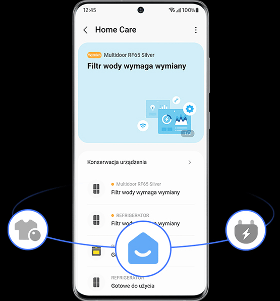 Otwarta aplikacja Smart Things Home Care na telefonie Samsung 