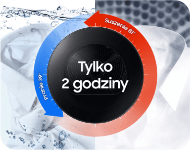 Program Super Szybki 81 minut w suszarce Bespoke AI 9kg DV90DB8845GEU4 umożliwia szybkie pranie i suszenie w 2 godziny.