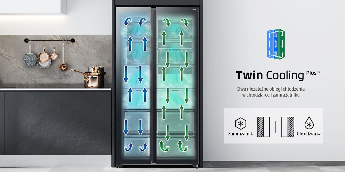 lodówka side by side rs90f66befeo z twin cooling plus 