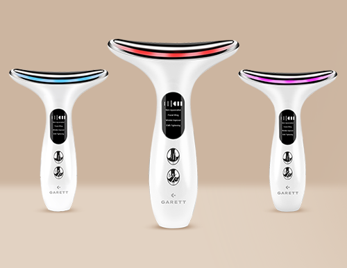 Garett Beauty Lift Skin Pro przedstawiony z 3 kolorami światła: czerwone, fioletowe, niebieski