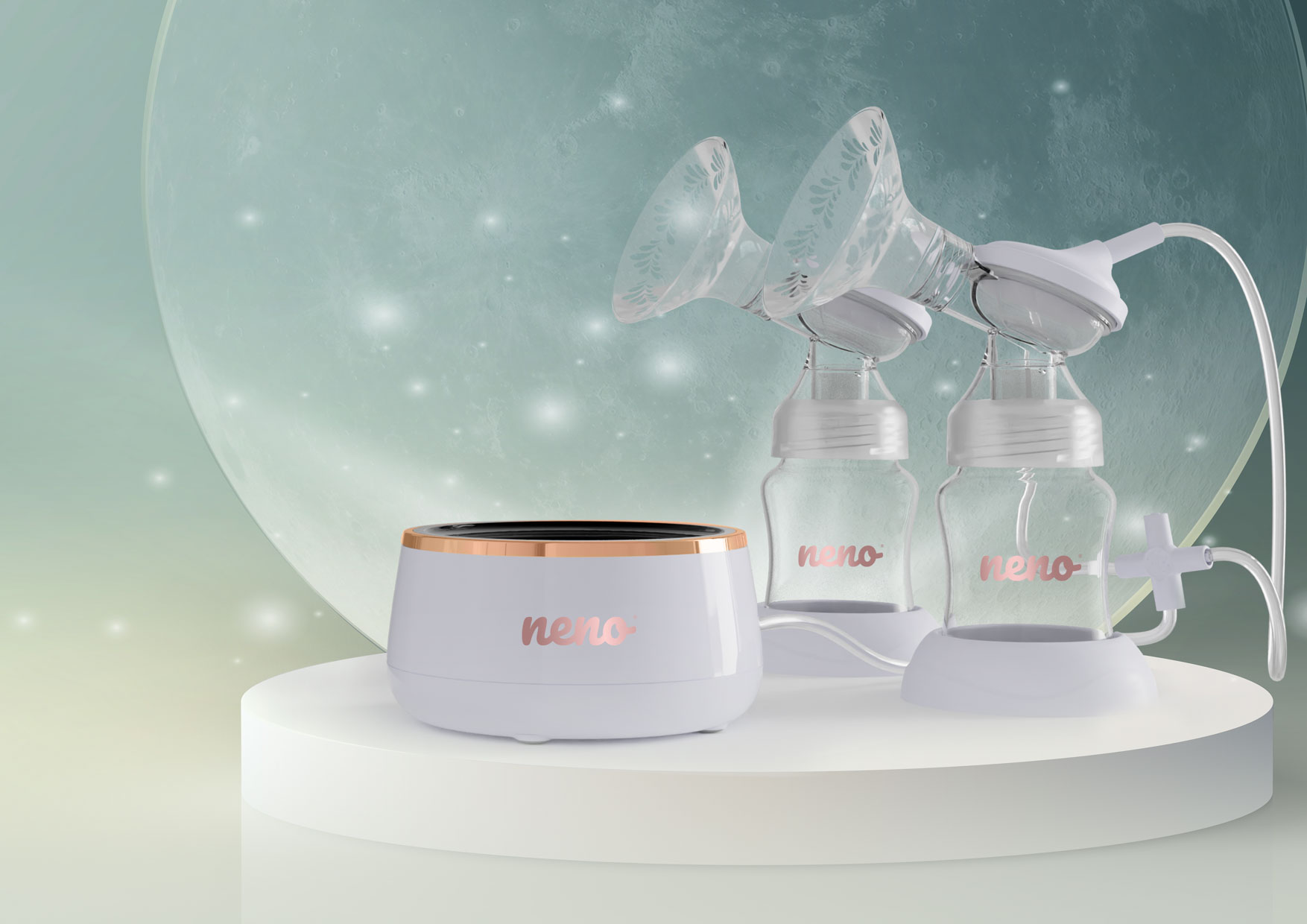 Okładka laktatora Neno Bella Twin Moon – dwufazowy, bezprzewodowy laktator elektroniczny