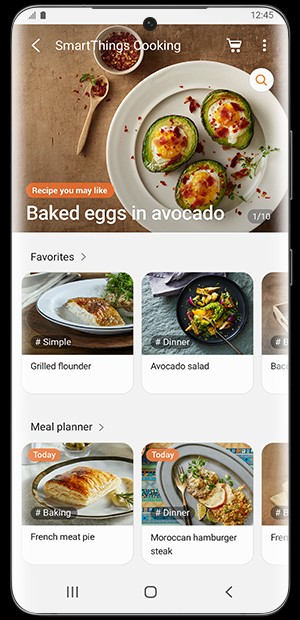 Jajka w awokado to jeden z przepisów dostępnych w aplikacji SmartThings Cooking
