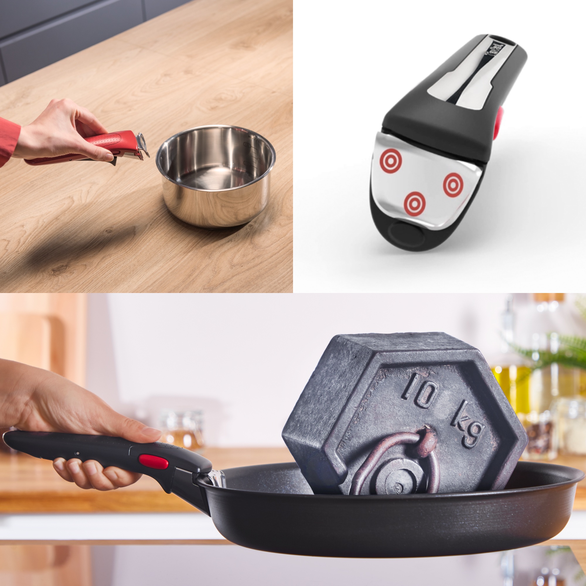 TEFAL Ingenio Simply Cook L7248553 – zestaw 3‑elementowy (patelnie 24/28 cm + rączka)
