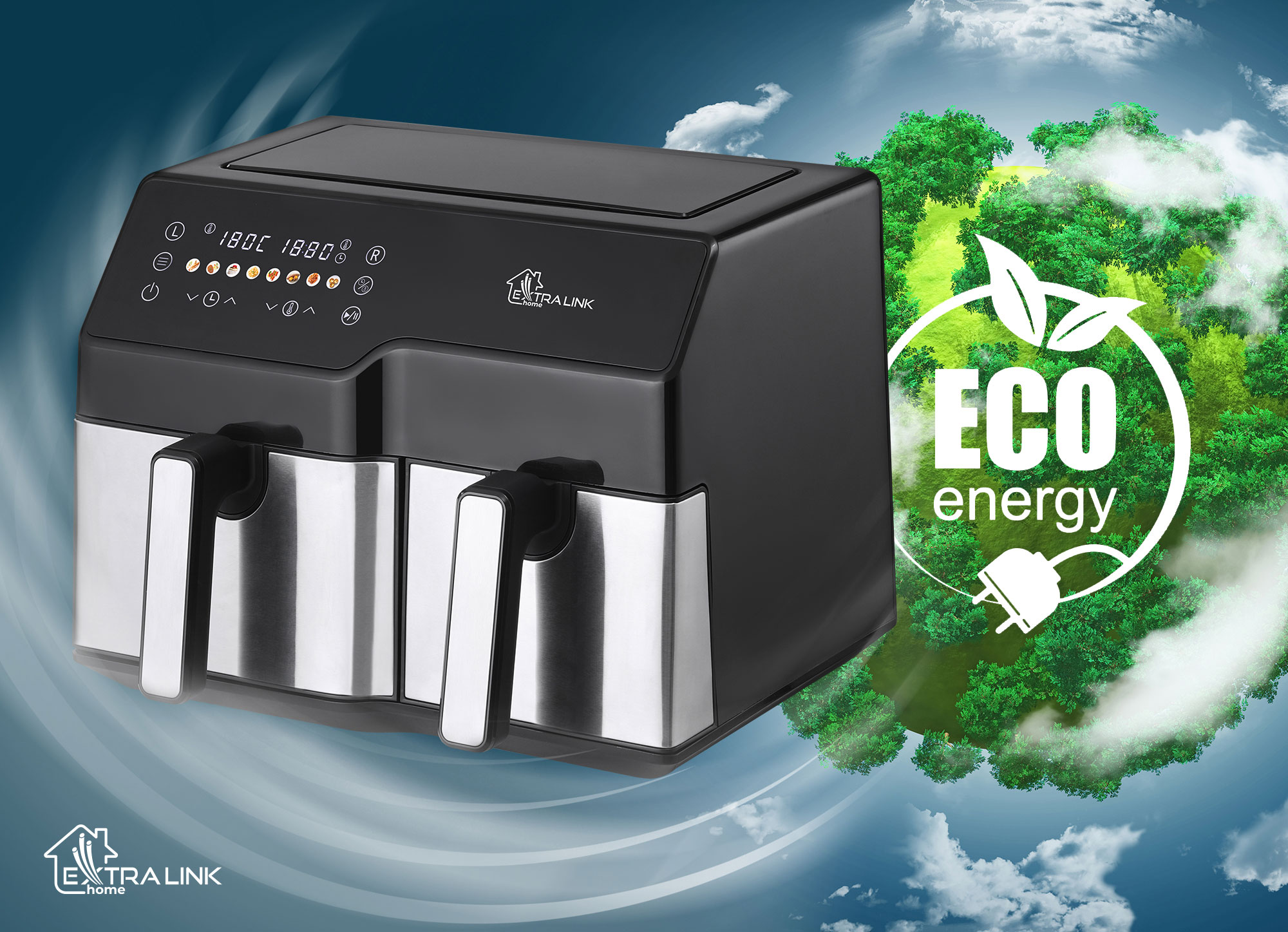 EXTRALINK Home Air Fryer Dual Basket SJ-1000