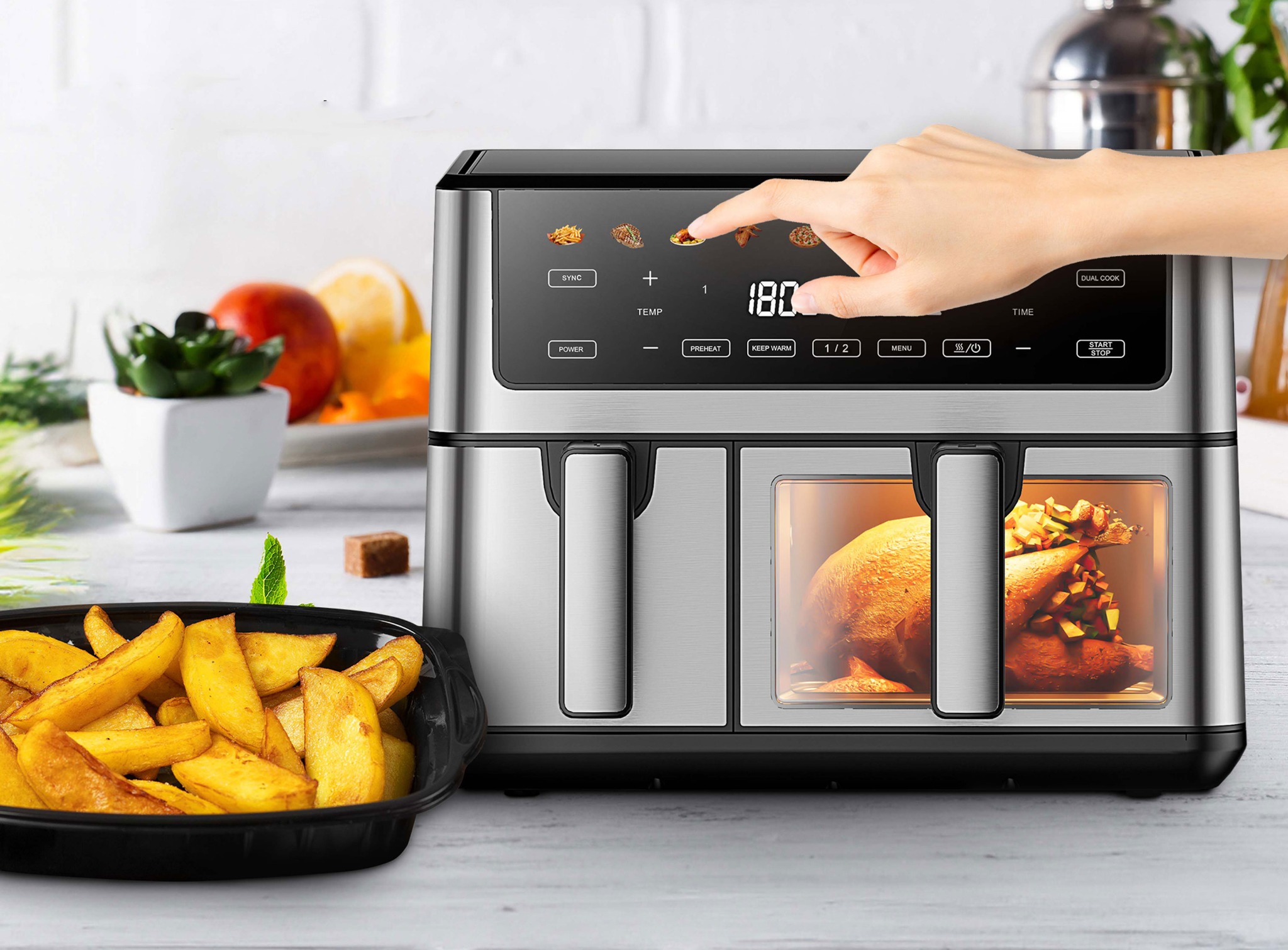 Extralink Home Air Fryer SJ-1000 PRO 10L (6,5 L + 3,5 L), 2500 W