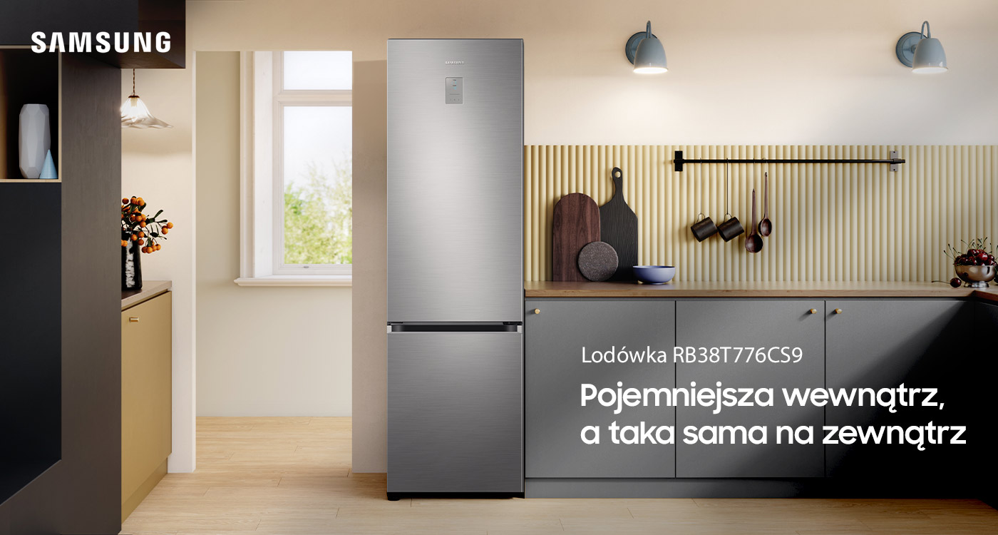 Dwudrzwiowa lodówka Samsung RB38T776CS9 wykończona w kolorze szczotkowanej stali nierdzewnej dostępna w ofercie Neonet
