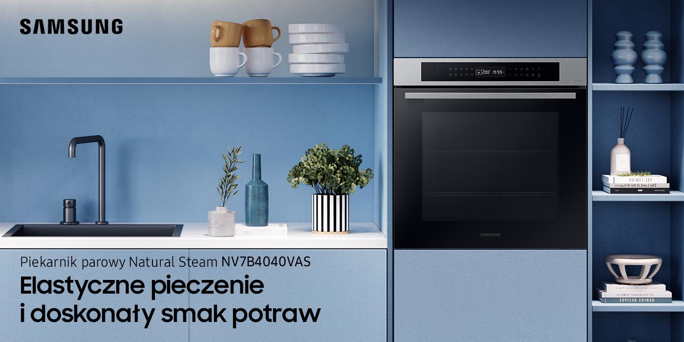 Piekarnik Samsung NV7B4040VAS pozwalający na pieczenie wspomagane parą dostępny w sklepach Neonet