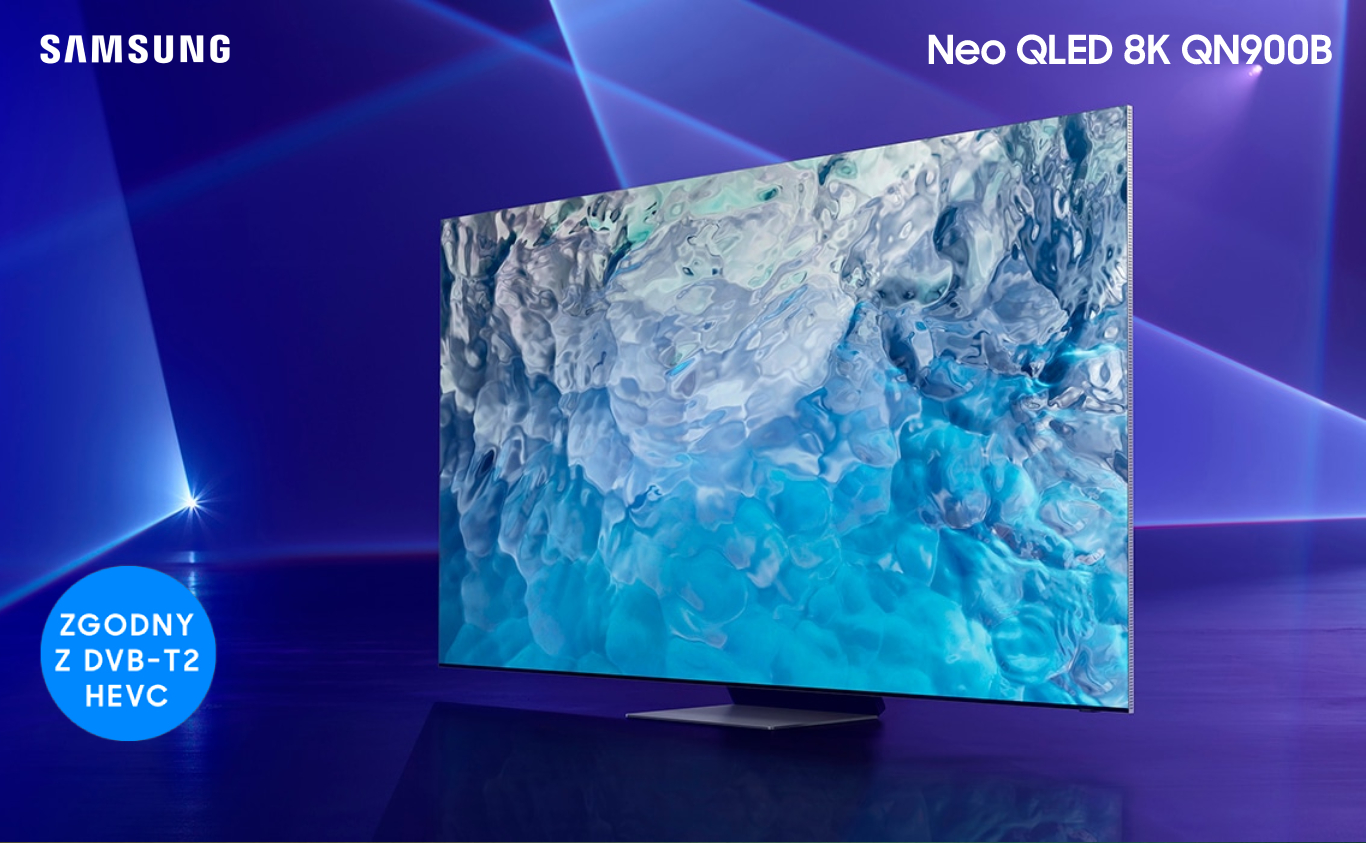 Ekran QN900B wyświetla szczegółową, rozblendowaną grafikę, która prezentuje trwałość kolorów w technologii Quantum Dot.