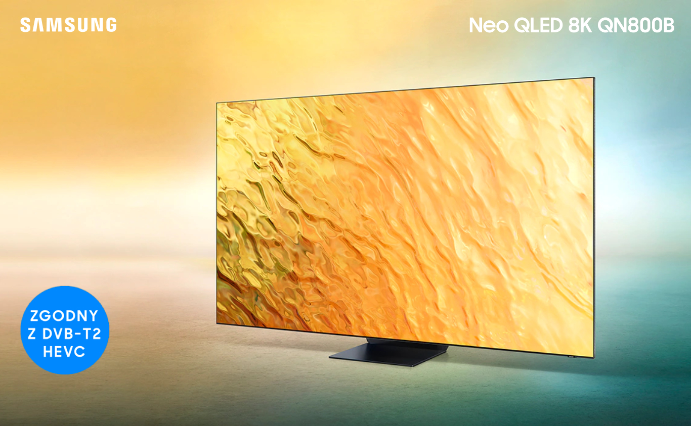 Ekran QN800B wyświetla szczegółową grafikę ukazującą trwałość kolorów w technologii Quantum Dot.