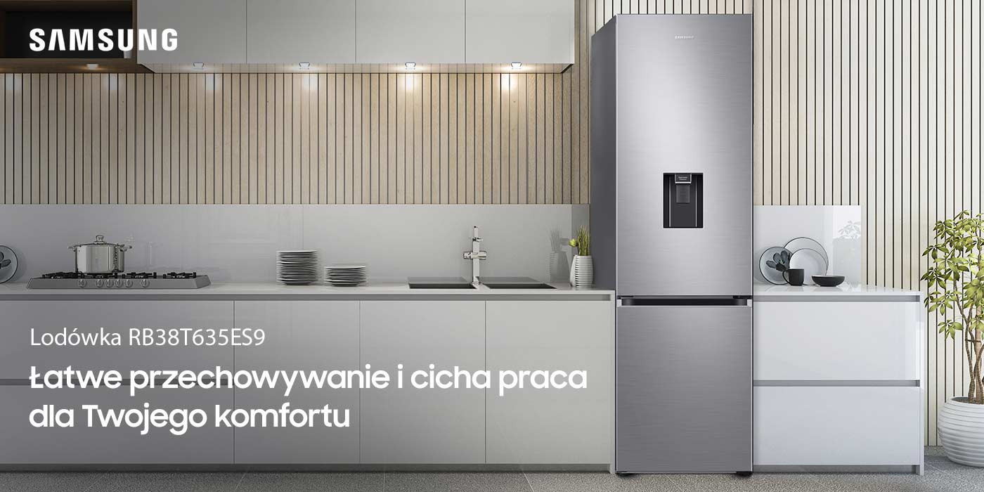 Lodówka Samsung RB34T600EWW wykończona w bieli dostępna w sklepach Neonet