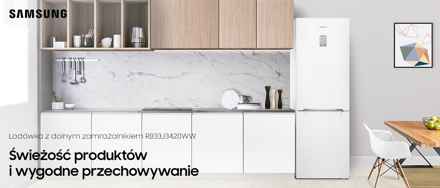 Lodówka z dolnym zamrażalnikiem RB33J3420WW
