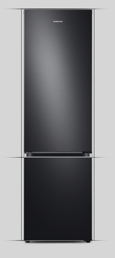 Lodówka Samsung RB38T600EB1 w kolorze grafitowej stali zaprezentowana od frontu