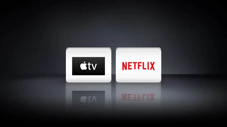 Dwa logo: aplikacja Apple TV, Netflix