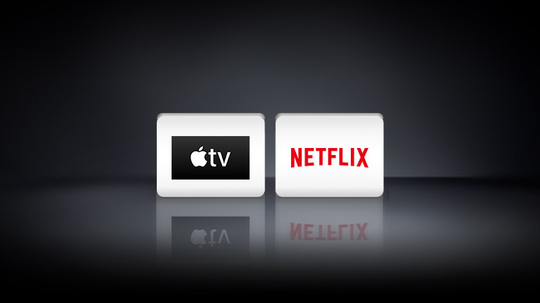 Cztery logo: aplikacja Apple TV, Netflix