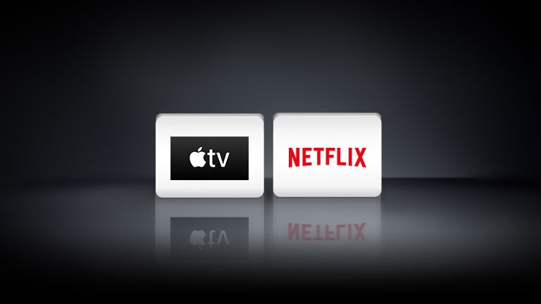 Cztery logo aplikacji od lewej: Apple TV i Netflix