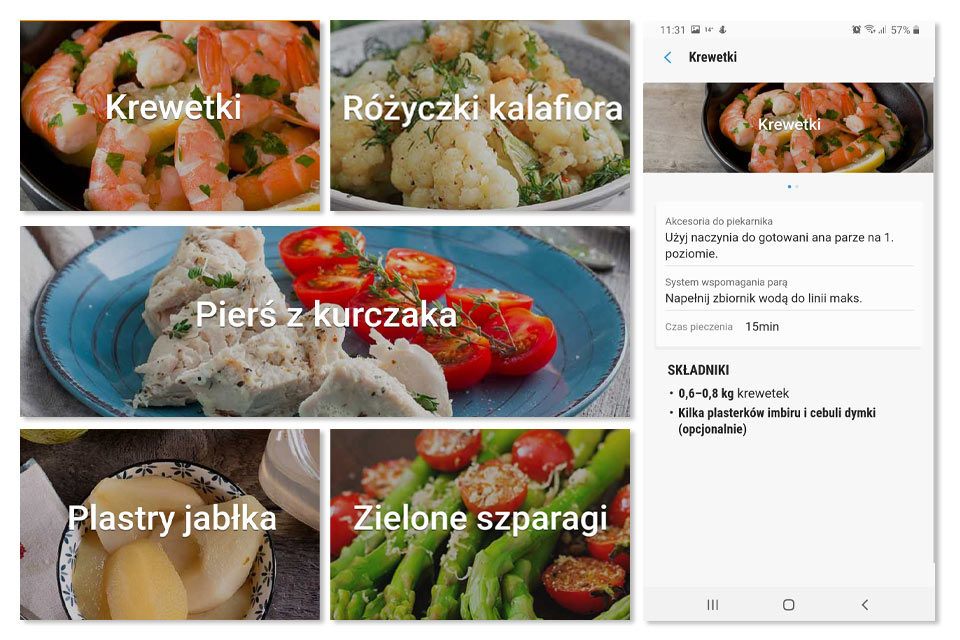 W aplikacji znajdziesz szczegółowe informacje, jak przygotować posiłek, jaki sposób pieczenia wybrać oraz inne cenne wskazówki.