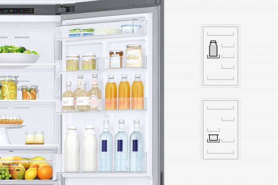 Samsung Łatwa, samodzielna regulacja. Pojemniki w drzwiach