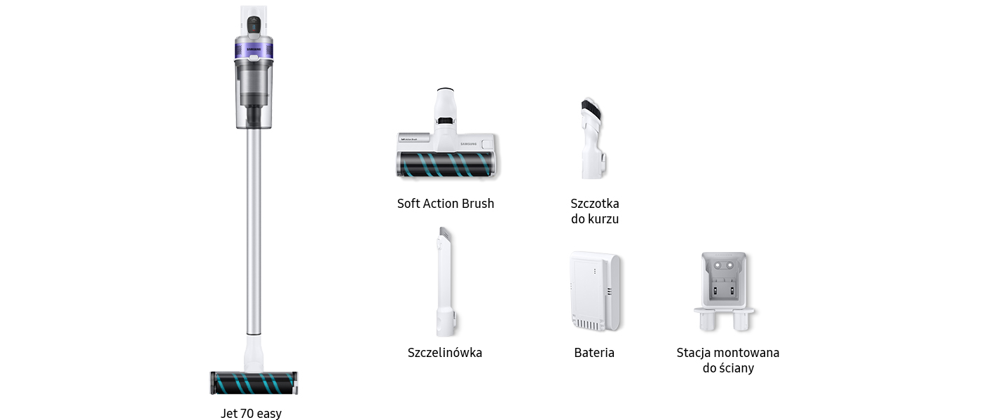 zdjęcie odkurzacza Samsung Jet 70 easy dostępnego wraz z akcesoriami w salonach Neonet