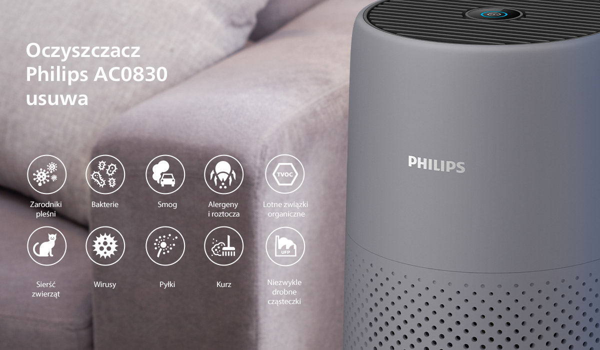 Philips Ac0830 Oczyszczacz Usuwa 1200
