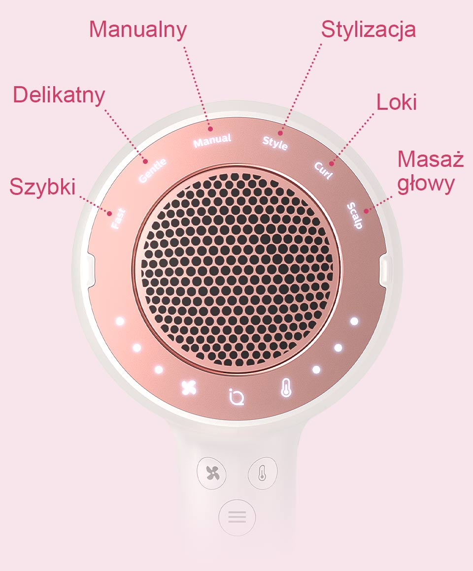 Philips Posiada 5 zaprogramowanych tryb&oacute;w dla optymalnego suszenia oraz dodatkowy tryb manualny, kt&oacute;ry dostosowuje się do Twoich preferencji.