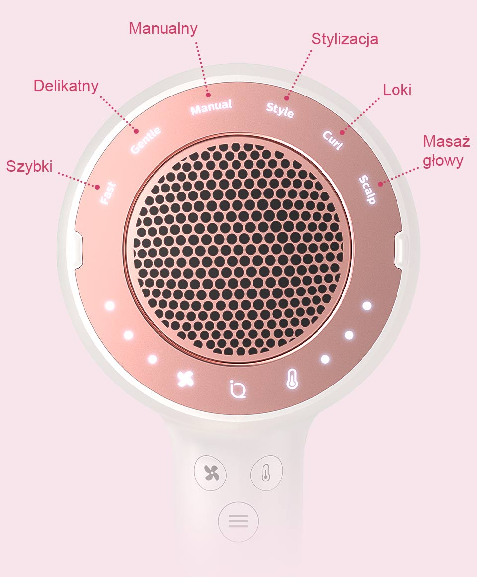 Philips Posiada 5 zaprogramowanych tryb&oacute;w dla optymalnego suszenia oraz dodatkowy tryb manualny, kt&oacute;ry dostosowuje się do Twoich preferencji.