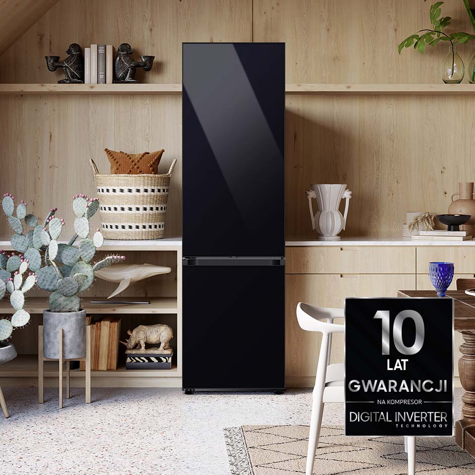 zdjęcie lodówki bespoke z logo świadczącym, że zastosowano w niej Digital Inverter