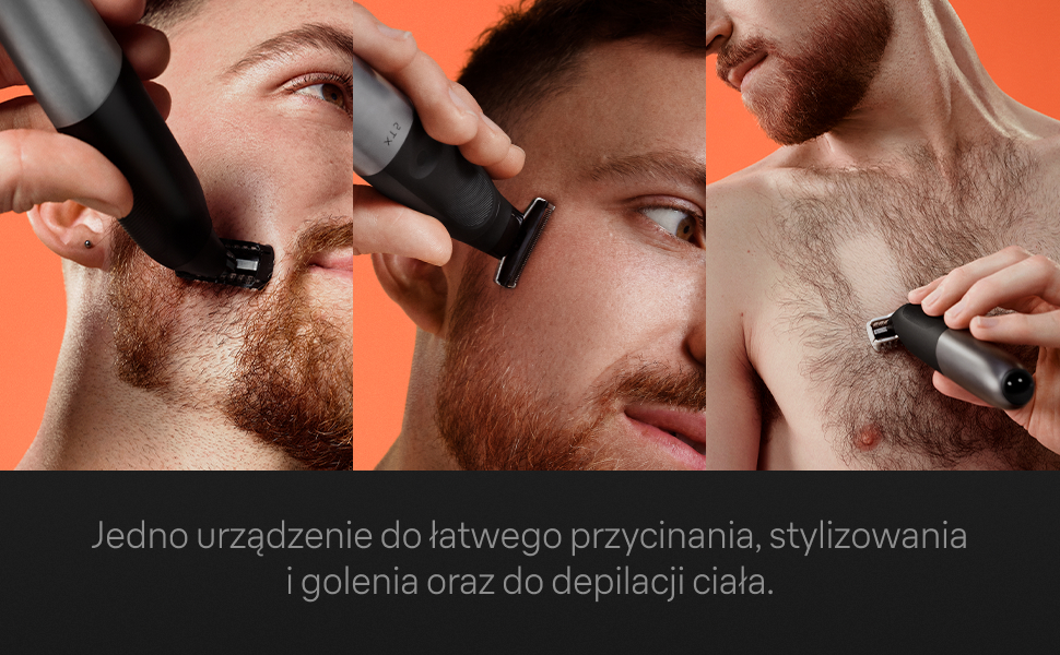 Jedno urządzenie do łatwego przycinania, stylizowania i golenia oraz do depilacji ciała.
