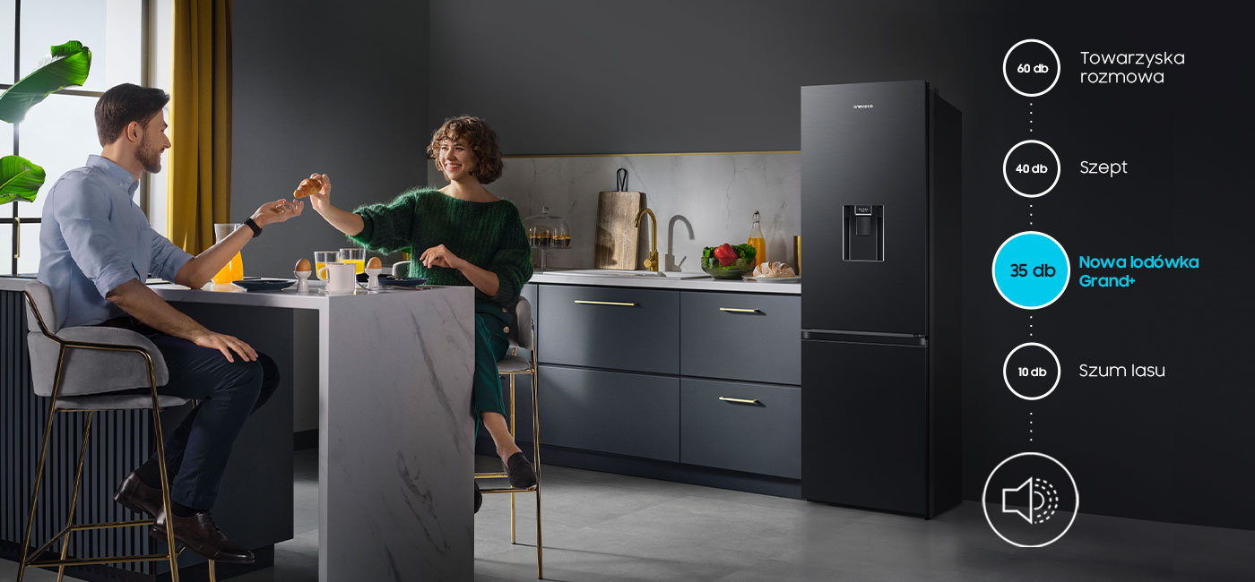 Cicha praca lodówki Samsung RB34C635EBN w porównaniu do innych źródeł dźwięku