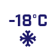 Płatek śniegu i napis -18°C.