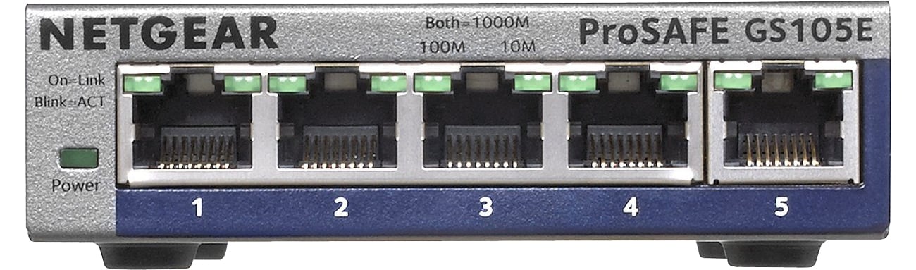 Switch Netgear 5p GS105E-200PES złącza