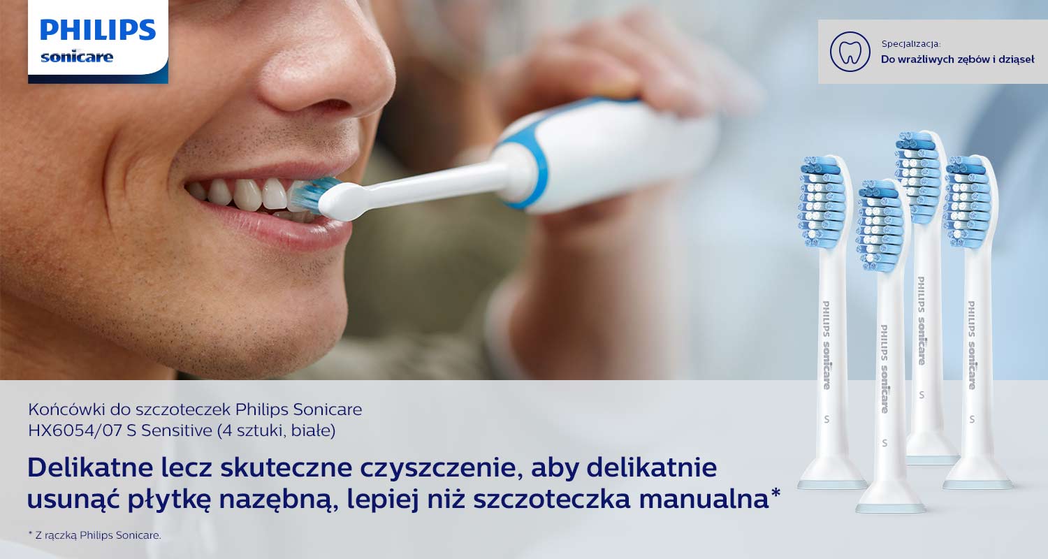 Końc&oacute;wki do szczoteczek Philips Sonicare  HX6054/07 S Sensitive (4 sztuki, białe)