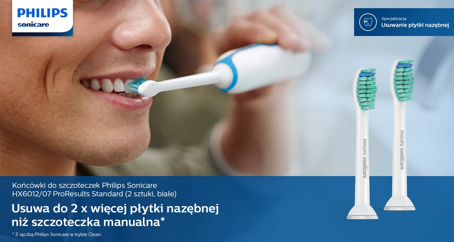Końc&oacute;wki do szczoteczek Philips Sonicare HX6012/07 ProResults Standard (2 sztuki, białe)