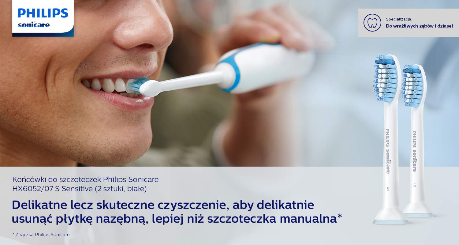 Końc&oacute;wki do szczoteczek Philips Sonicare  HX6052/07 S Sensitive (2 sztuki, białe)