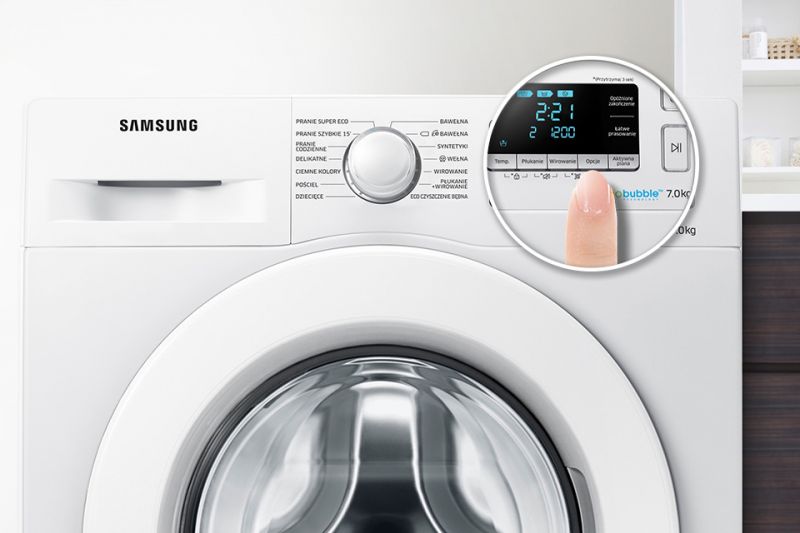 Samsung Wygodne rozwiązanie. Ustaw czas zakończenia prania