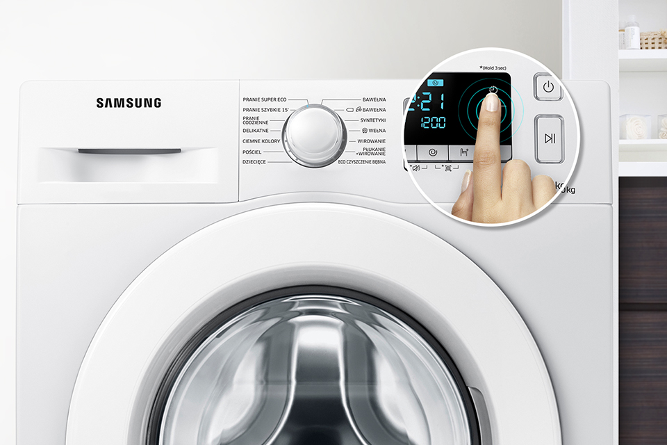 Samsung Wygodne rozwiązanie. Ustaw czas zakończenia prania