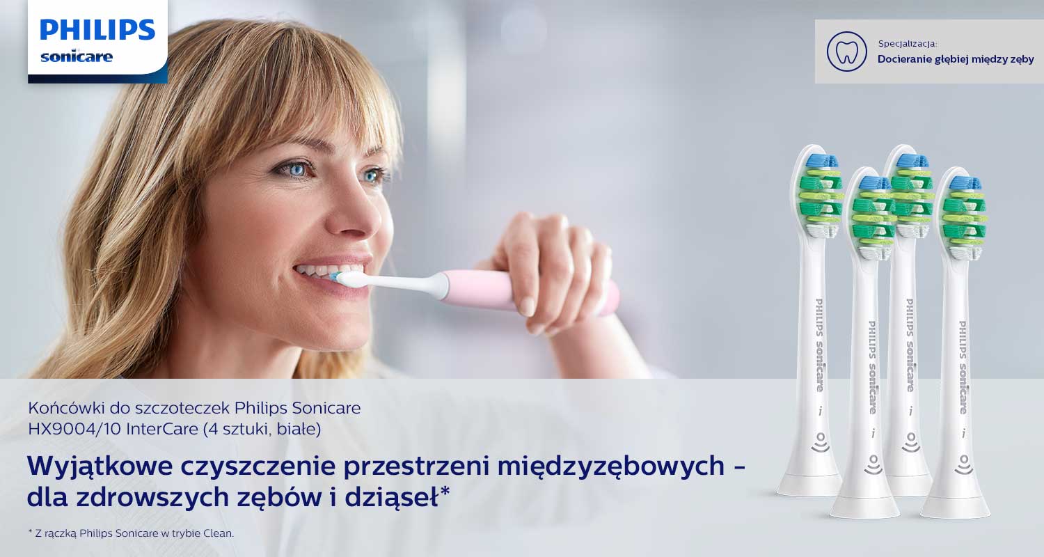 Końc&oacute;wki do szczoteczek Philips Sonicare HX9004/10 InterCare (4 sztuki, białe)