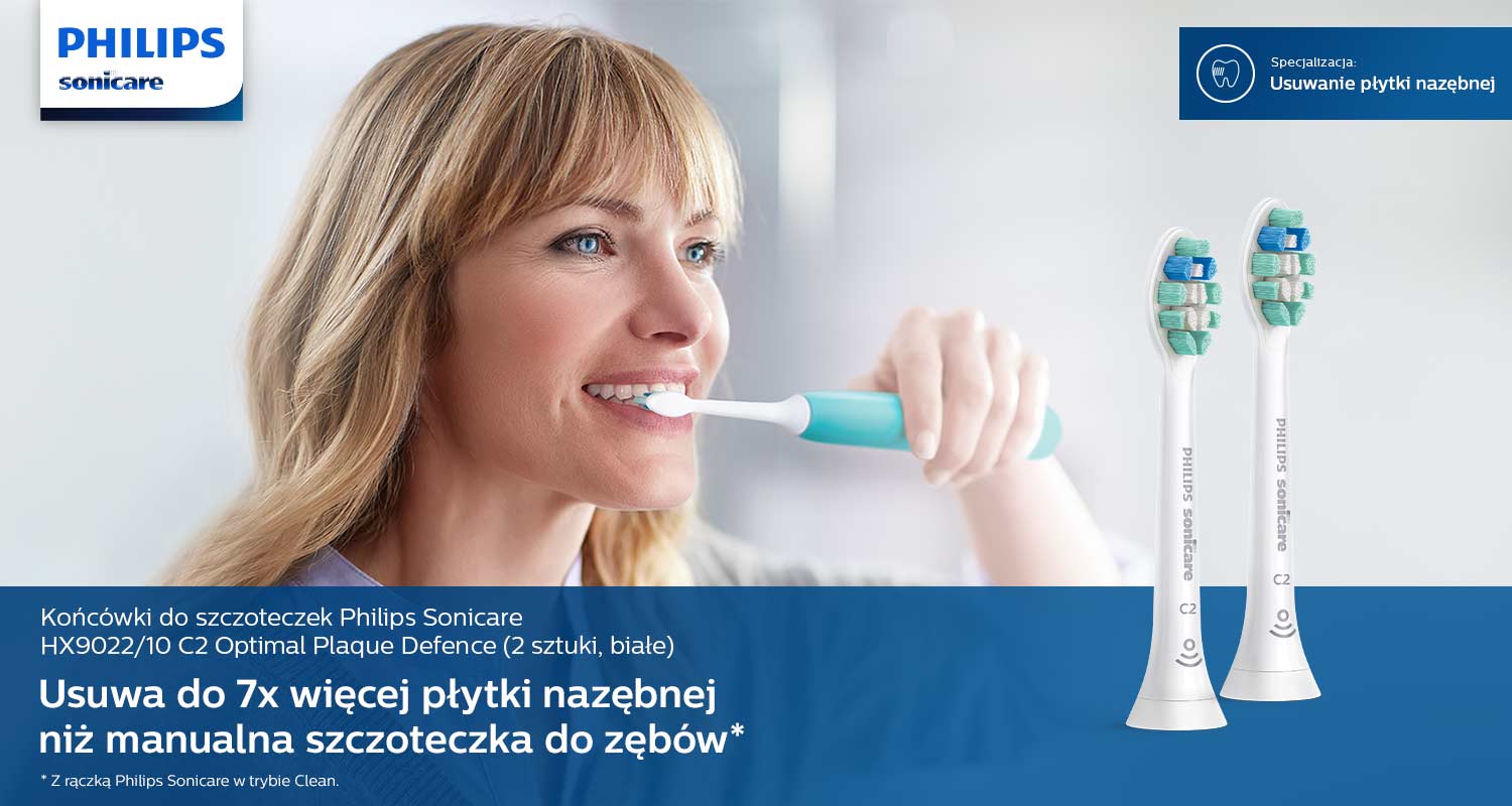 Końc&oacute;wki do szczoteczek Philips Sonicare HX9022/10 C2 Optimal Plaque Defence (2 sztuki, białe)