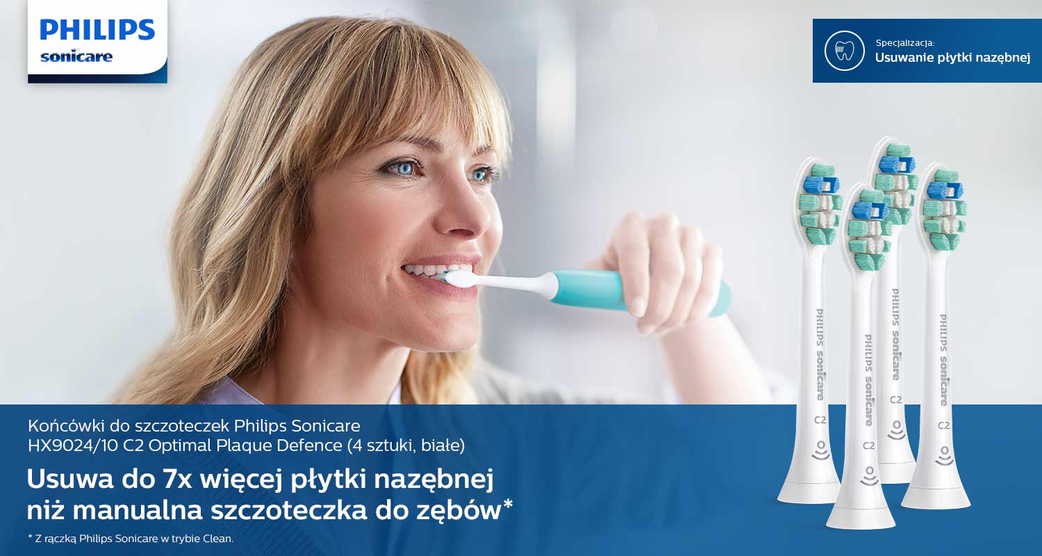 Końc&oacute;wki do szczoteczek Philips Sonicare HX9024/10 C2 Optimal Plaque Defence (4 sztuki, białe)