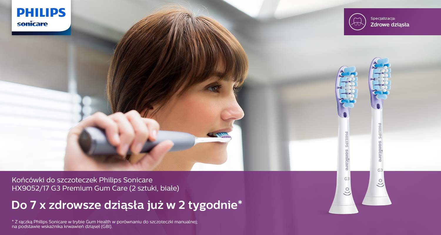 Końc&oacute;wki do szczoteczek Philips Sonicare HX9052/17 G3 Premium Gum Care (2 sztuki, białe)