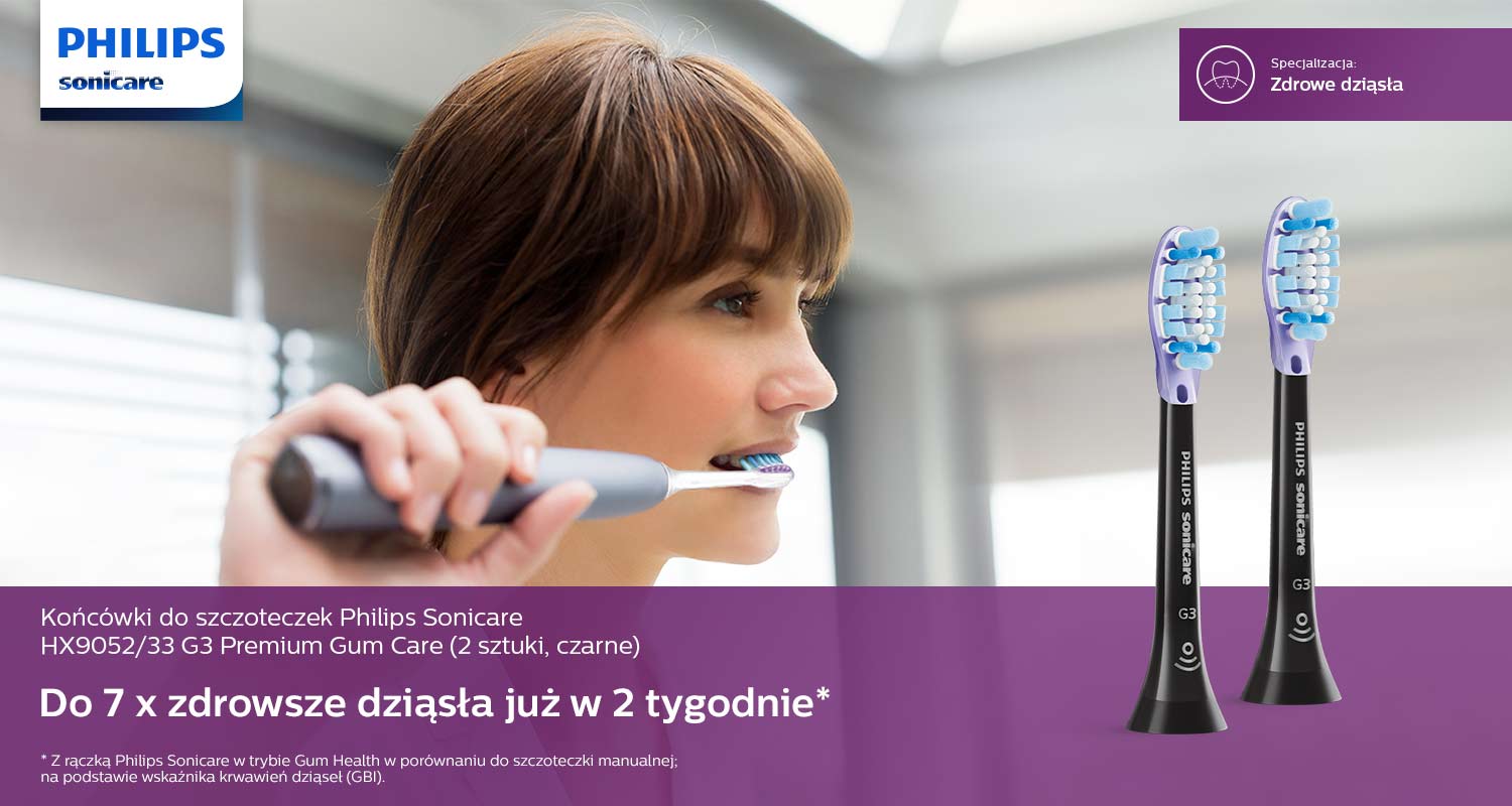 Końc&oacute;wki do szczoteczek Philips Sonicare HX9052/33 G3 Premium Gum Care (2 sztuki, czarne)