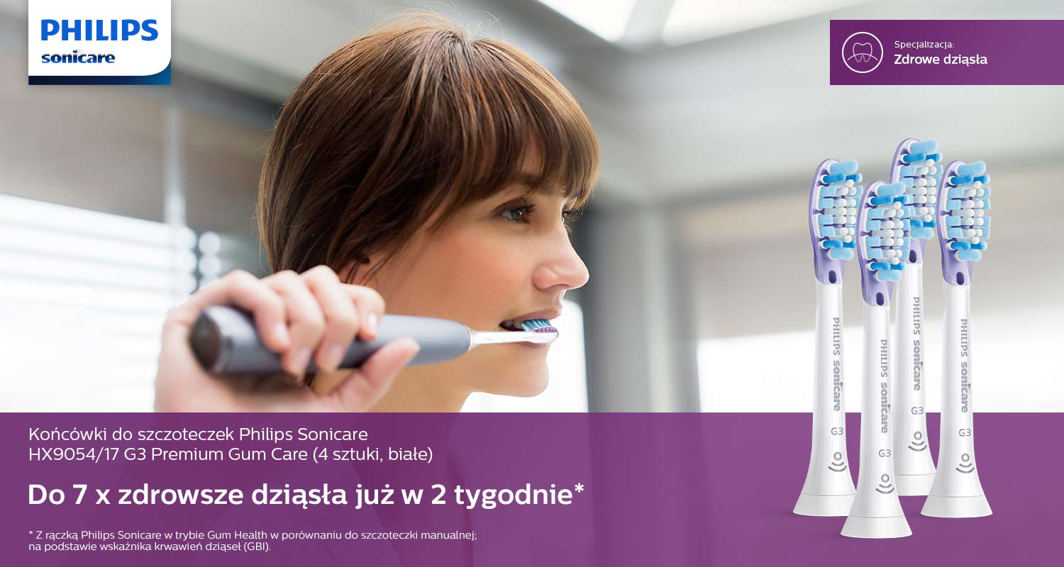Końc&oacute;wki do szczoteczek Philips Sonicare HX9054/17 G3 Premium Gum Care (4 sztuki, białe)
