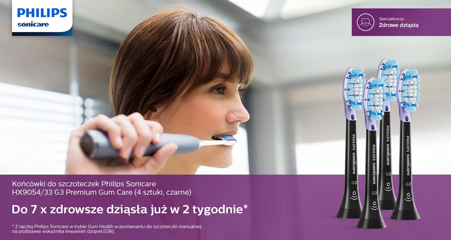 Końc&oacute;wki do szczoteczek Philips Sonicare HX9054/33 G3 Premium Gum Care (4 sztuki, czarne)