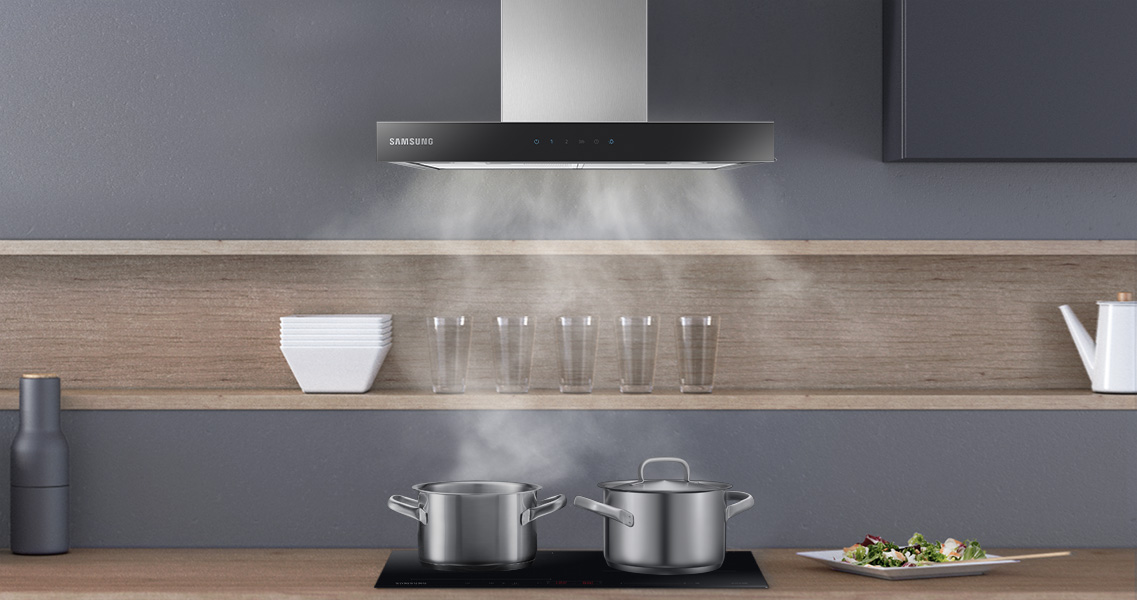 Kominowy okap NK24M5070BS Samsung - foto: Neonet: bardzo wysoka wydajność